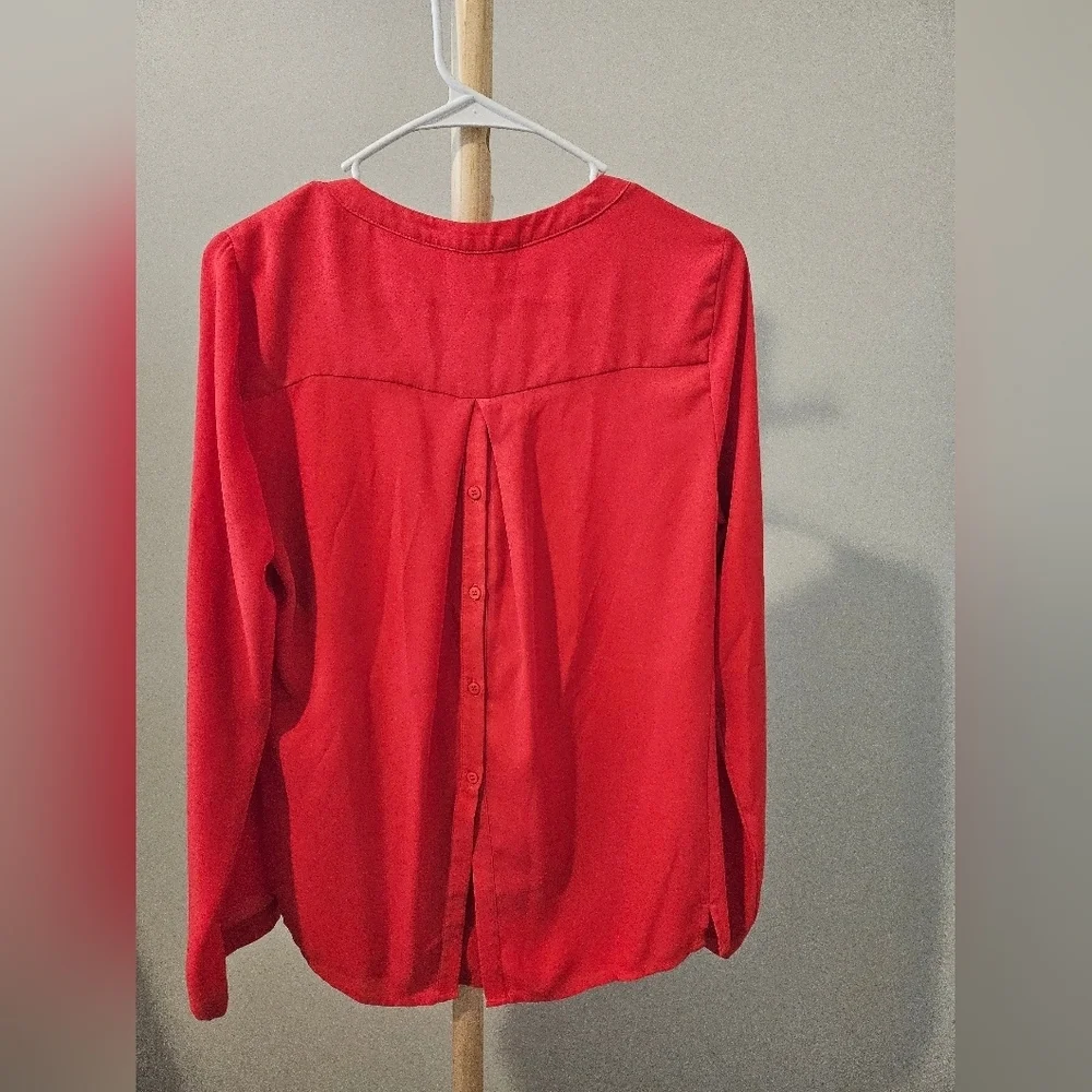 Skies Are Blue Vibrant Red Blouse - Picture 3 of 4
